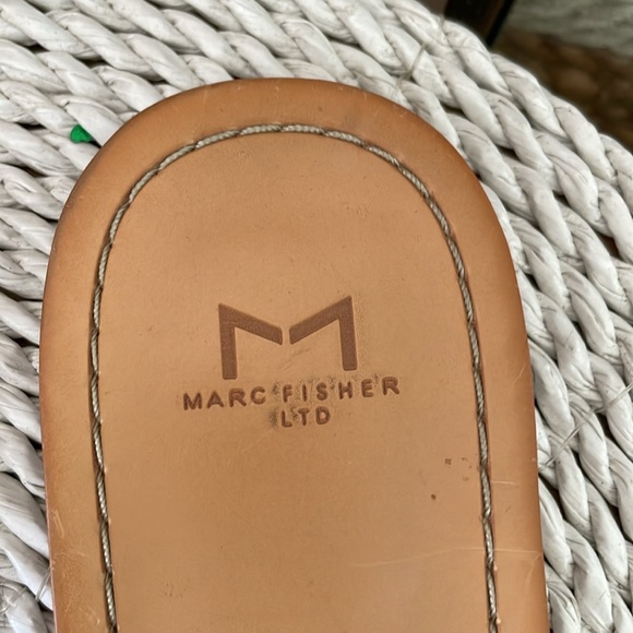 Marc Fisher Pagie Leather Studded Slide Sandals in Black - 8 - Picture 3 of 5